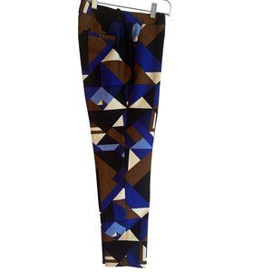 J. Crew Geometric Blue and Brown Pants